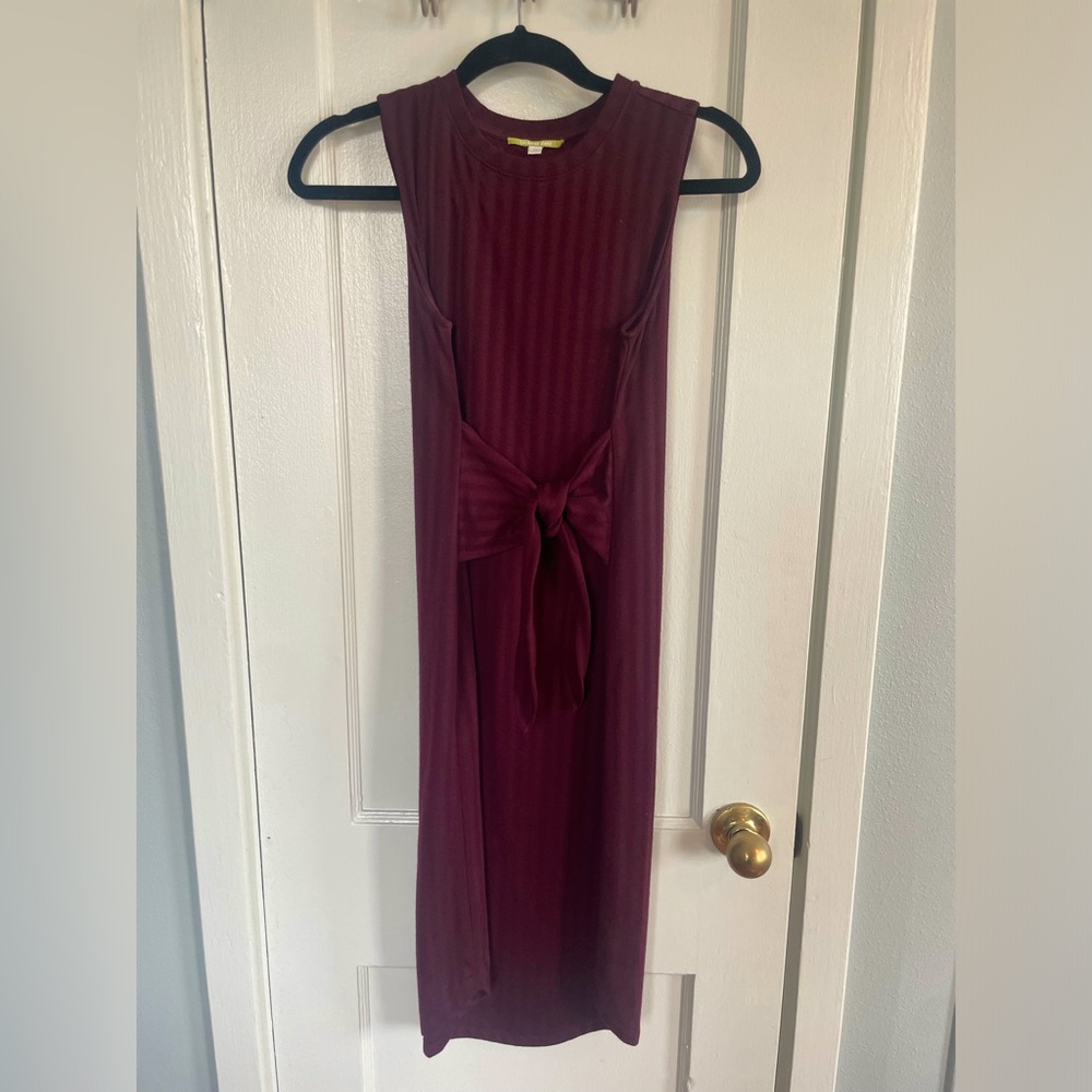Giani Bini Maroon Midi Dress with Tie Front, XS